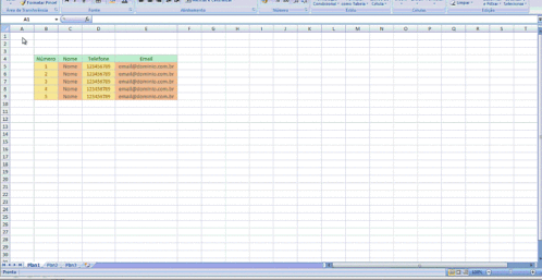como colar planilha no gmail