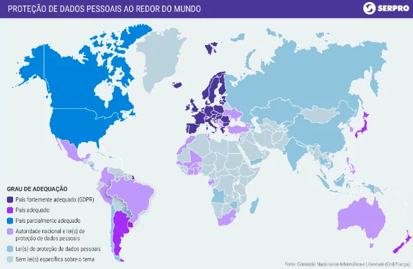 LGPD - mapa mundial de proteção de dados